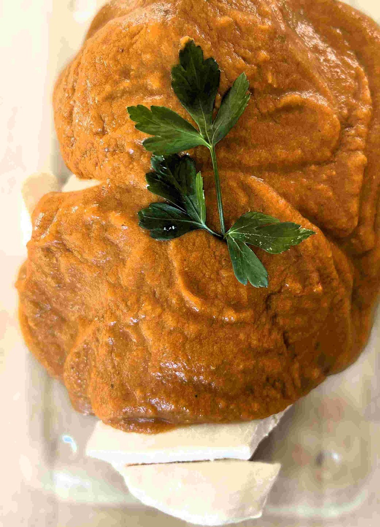 Emincé de poulet à la sauce tandoori revisitée au lait de coco, riz complet et légumes de saison - Lundi